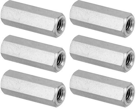 PATIKIL M4 x 0.7-Pitch Dado Esagonale Lungo Acciaio Inossidabile 304, 6pz 20mm/ 0.8 L Dadi di Accoppiamento Dado a Barra Lunga Intera Connettore per Barra Filettata, Tono Argento