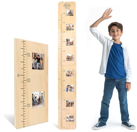 VNFSMY Massivholz,Messlatte für Kinderzimmer Personalisiert,70-190 cm - Messlatte Kinder Holz,Höhenmesslatte für Kinder aus Holz mit Fotorahmen,Individuelles Geschenk für Kinder und Babys