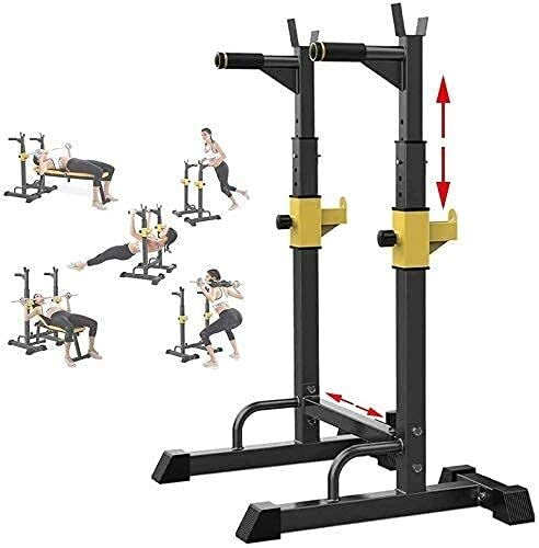 Mecmoc Squat Rack Stand Barbell Free Press Bench Home Gym Squat Bar Rack Adjustable Barbell Rack, Multi-Function Squat Weight Lifting Bench Rack, Home G
