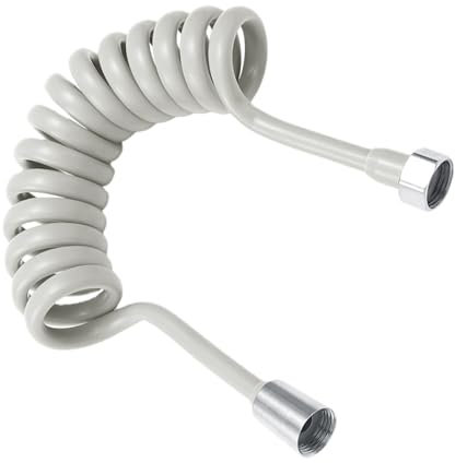 TYMYW Wc Schlauch,Feder Duschschlauch,Teleskop-Brauseschlauch Edelstahl-Spiralschlauch,für Handbrause-Bidet,Grau,118,11 Zoll