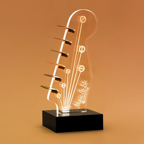 Bomiclss Support de médiator de guitare en acrylique lumineux pour la Saint-Valentin, cadeau de musique pour homme, guitariste, amateurs de musique, joueurs