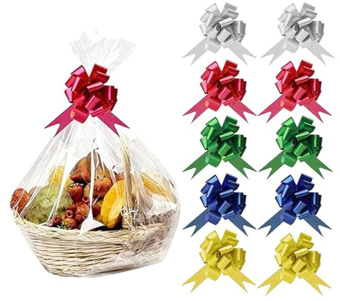 10 st 101 x 76 cm extra stor korg cellofanwrap och rosett set korg cellofanwrap för korgar stora cellofanpåsar som gåvor jul korg väskor jul cellofan wrap väskor plast wrap
