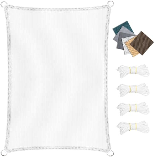 Voile d'ombrage Carré 140 x 520 cm, Protection Solaire Hdpe, Respirant, Perméable, Parasols & Voiles d'ombrage, pour Terrasse, Balcon, Jardin, Blanc