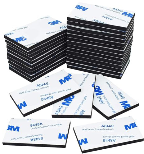 fKiZanthene Heavy Duty Double Sided Tape 50 Pads | 2.9mm Thick Weatherproof Adhesive for Walls & Outdoor Use | 50mm x 30mm Sticky Pads