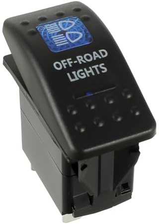HUAREW Auto 12V Led Blu Luce Pannello Interruttore, 5Pin SPST Interruttore a levetta Impermeabile per Auto, Cruscotti, Luci (Off-Road Light)
