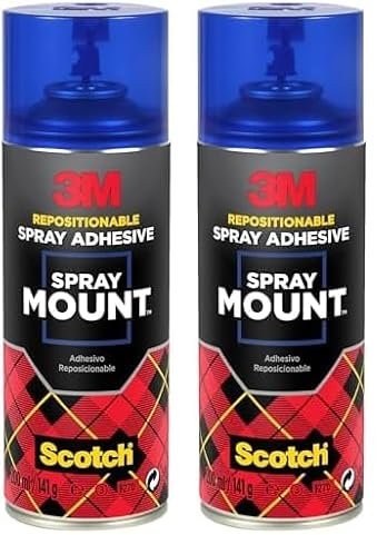 3M SprayMount Adhesivo en Spray Permanente al Secarse, 1 Lata de 200 ml, Embalaje puede variar (Paquete de 2)