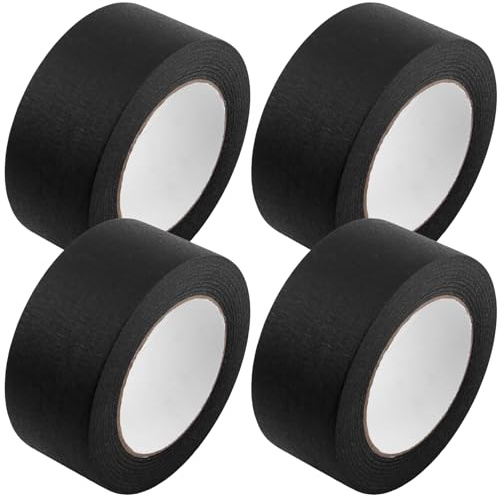CHUIFAI 4 Stück Malerkrepp Schwarz 48mm x 50m, Klebeband Abdeckband Schwarz Malerband, Maler Tape Rolle, Masking Tape für Indoor Malerarbeiten, Dekoration, Handwerk