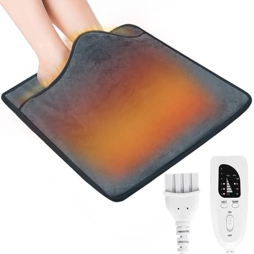 40x40cm Electric Foot Warmer, Feet Warmers with 6 Heat Levels 4 Timers, 2 in 1 Heated Foot Warmer Back Heating Pad Fast Heating Pad Cushion for Foot, Back and Full Body for Women Men