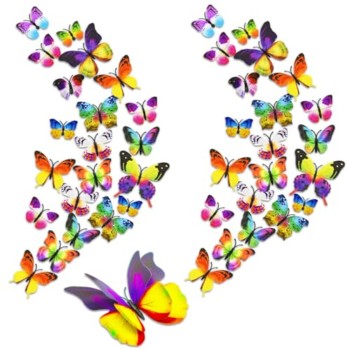 Décorations de Papillons 3D, Décoration Papillon pour Maison et de, Stickers Muraux Autocollants Murale pour Les Chambres D'enfants, Les Tables À Manger, Les Fêtes