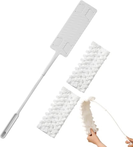 Crevice Dust Cleaning Brush, Hand Duster for Under Appliance with 2 Microfiber Cloths, Household Sweeping Supplies for Baseboard Bed Cabinet Furniture Stove Sofa Hard-to-Reach Areas