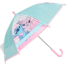 Disney Stitch Kids Umbrella Girls – Angelo rosa e blu, accessorio pioggia per bambini con impugnatura facile