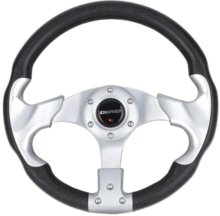 Sportlenkrad Universal 320mm 13 Zoll Stil Sport Lenkrad Aluminiumlegierung Autozubehör(Black-Sliver)