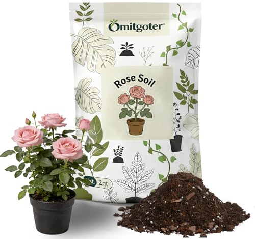 Omitgoter Rose Soil Potting Soil 4qt- Natural Organic Potting Mix for Roses, Superior Drainage & Breathability, Nutrient-Rich Formula to Support Healthy Rose Growth