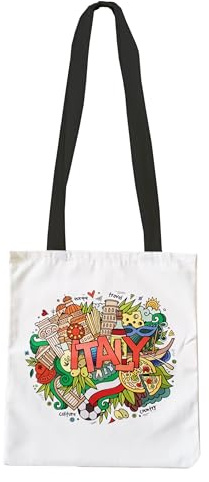 Generico Shopper Borsa Tracolla Cotone Groove Italia Souvenir Utile Shopping Spesa