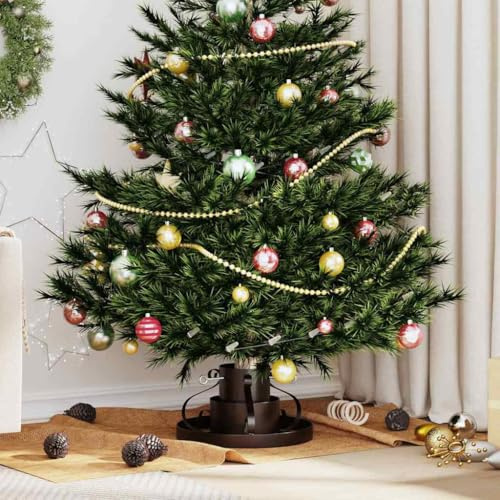 Kaloriko Weihnachtsbaumständer aus Stahl in antikem Kupfer mit 40 x 40 x 20,5 cm, stabiler Tannenbaumständer für Wohnzimmer und Outdoor mit Kippschutz, Wassertank und Seilzugtechnik