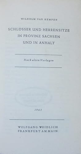 Schlösser und Herrensitze in Provinz Sachsen und in Anhalt