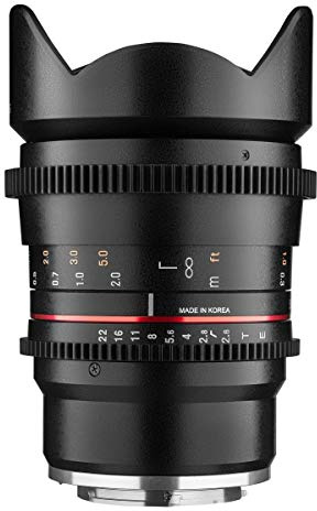 Samyang MF 16 mm T2.6 Video DSLR Sony E – manuell videoobjektiv med 16 mm fast brännvidd för fullformat eller APS-C-kameror med Sony E-Mount, perfekt för arkitektur och landskap