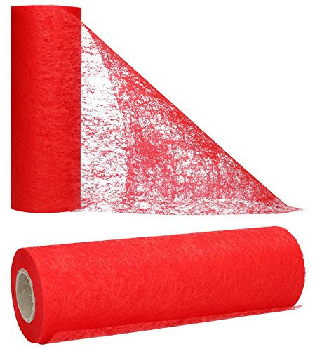 AmaCasa Tischläufer Rot (23 cm x 25 m) – Hochwertiges Vliesband für stilvolle Tischdekoration bei Hochzeiten, Geburtstagen & besonderen Anlässen