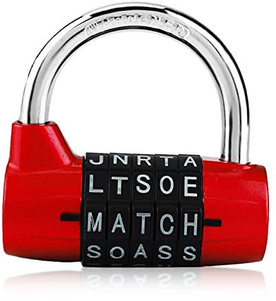 Sonew 5 Lettere Lucchetto Combinazione, Lega di Zinco Lucchetto con Codice per Armadietto, Serratura di Sicurezza con Password per Valigia da Viaggio(Red)