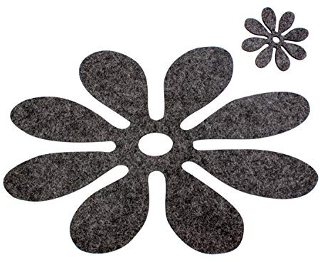 4er Platzset Flora in anthrazit 8-teilig, Moderne Dekounterlage im Blumenmuster ca 30x45cm groß + Untersetzer Ø10cm. Waschbare Unterlagen im floralen Design für alle Gelegenheiten