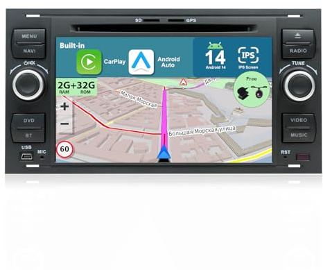JOYX Android 12 Autoradio Doppio DIN per Ford C-Max/Connect/Fiesta/Focus/Fusion/Galaxy/Kuga S-Max/Transit/Mondeo - 2G/32G - Gratuita Camera Microfono - 7 pollici - 4G WiFi DAB BT5.0 SWC Carplay