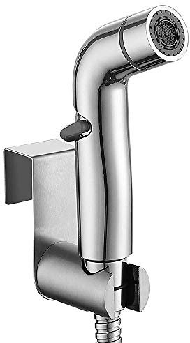SHUGUANG Toilette Bidet Spray, Chromé 2 Modes Bidet Pulvérisateur, Kit Mitigeur Douchette à Main Mural Kit Douchette WC pour Toilette avec Eau Froide pour Hygiène Personnelle,with Holder