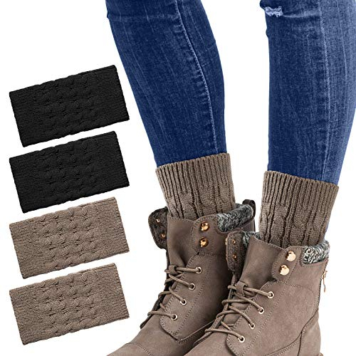 MELLIEX 2 Paare Damen Beinstulpen Winter Warme Kurze Beinwärmer Gestrickte Bein Wärmer Legwarmer für Damen Mädchen