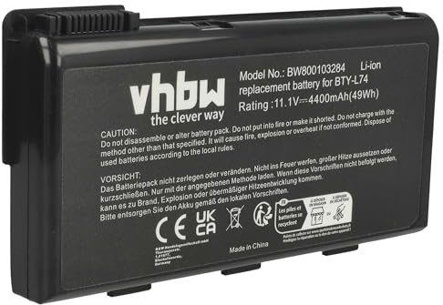 vhbw Akku Ersatz für MSI 957-173XXP-102, BTY-L74, BTY-L75, MS-1682 für Notebook (4400mAh, 11,1V, Li-Ion)