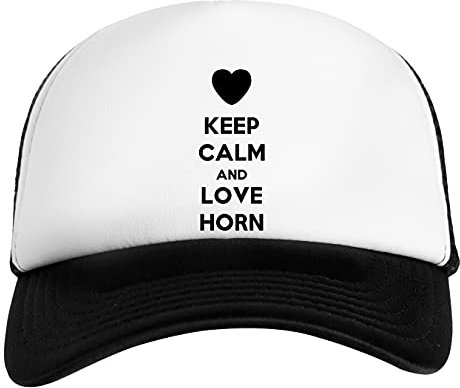 Keep Calm and Love Horn Weiß Schwarz Unisex Kinder Baseball Cap Kids White Black