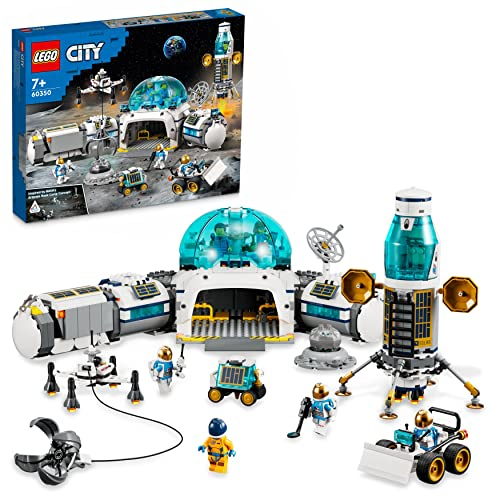 LEGO City Lunar Research Base 60350 Building Kit for Kids Aged 7 and Up; Toy Moon Base with Science Labs, Air Lock, Lunar Lander, VIPER Rover, Moon Buggy, and 6 Astronaut Minifigures (786 Pieces)