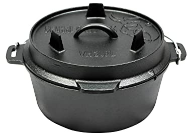 Valhal Outdoor Dutch Oven 3.8L - Gusseisen - ohne Füße, Thermometer Ausschnitt