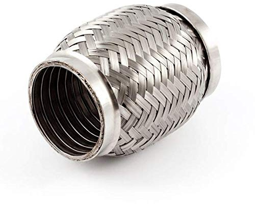 INTERLOCK Tuyau flexible, partie flexible pour tuyau d'échappement, tuyau d'échappement, tuyau d'échappement, tuyau d'échappement en acier inoxydable, qualité HD – avec construction renforcée (système