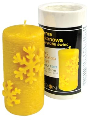 Kerzengießform Stumpenkerze mit Schneeflocken Silikonform Kerzen Bienenwachs