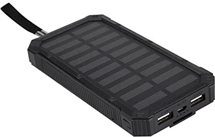 Solar Power Bank, 20000 MAh Portatile 2 Uscite Porte USB Ricarica Rapida Solare, Wireless Power Bank Ricarica Rapida Caricabatterie per Cellulare con Torcia per Campeggio, Escursionismo, Viaggi(Nero)
