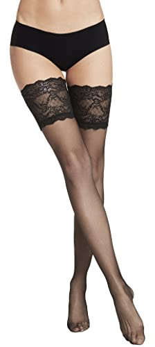 VENEZIANA NUOVA Strumpor eleganta självbärande av 20 denier damunderkläder BELLE EPOQUE – exceptionell elasticitet och återställningskraft i materialet – strumpbyxor, sexiga strumpor, svart, XS