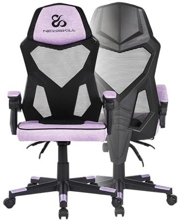 NEWSKILL Eros Silla Gaming ergonómica con Respaldo de Malla, Asiento Acolchado y Base metálica - Color Morado