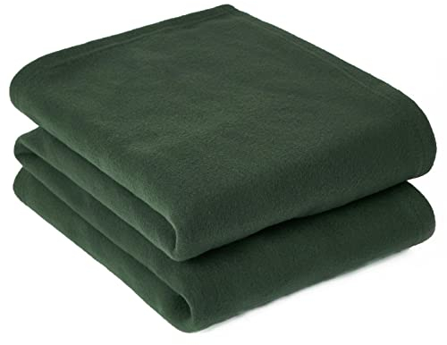 Dreamscene Polar Fleece Blanket for Bed, Super Soft Warm Cosy Plain Forest Green Throw Over Sofa Lightweight Fluffy Small Blanket Throw Single Bedspread, 120 x 150cm