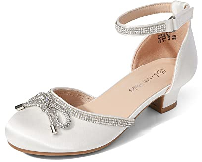 DREAM PAIRS Eleganti Principessa Scarpe Kids Ballerine Bambine Scarpe Festa Matrimonio Lucida Festa Scarpe,Size 28,Bianco,SDFL2318K