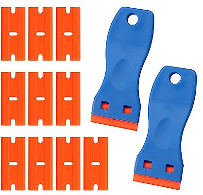 2 PCS Plastic Scraper with 10 Plastic Razor Blade Jagowa Adhesive Remover Sticky Removal Tools for Removing Glue Sticker Decals Labels