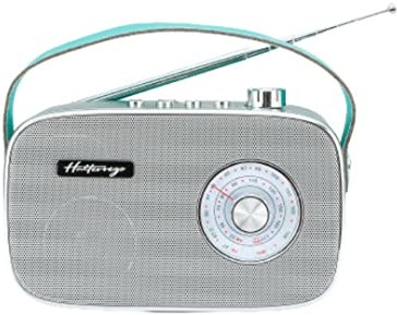 Halterrego Radio Style rétro AM/FM, BT V5.0, Lecteur USB et Carte Micro SD, 3w RMS, Aux in et Prise Casque. Adaptateur ou Port USB-C, Vert