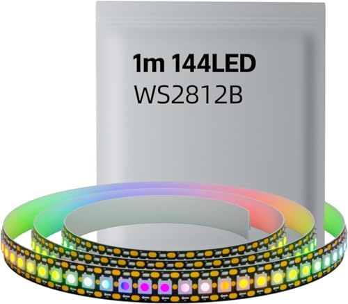 1M WS2812B LED Strip 144leds Individuell adressierbare PCB RGB mit IC LED Streifen für DIY Projekt Elektro Liebhaber Dekoration, IP30 innen (Schwarz, 1m 144LEDs)