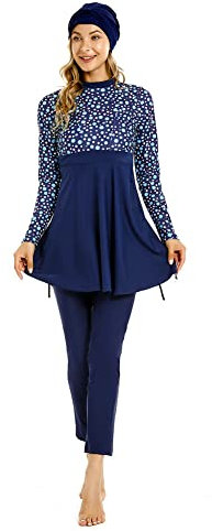 TianMaiGeLun Womens Modest Swimsuit Full Coverage Muslim Swimwear Islamic Hijab Swimming Burkini Swim Suit(XXL, T3)