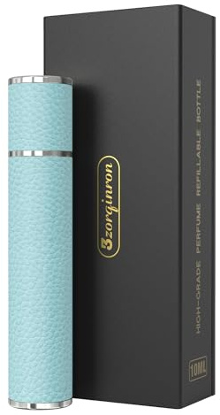 3zorqinron Pulverizador atomizador de piel auténtica de 10 ml para perfume, mini pulverizador portátil de colonia para mujer y hombre, botella recargable de viaje, botella de fragancia esencial de