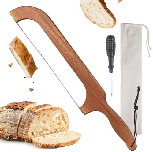 QikFas Sourdough Bread Knife,Bread Cutter, 15.7'' Serrated Bread Knife for Homemade Bread with Reliable Sourdough Crafting, Ergonomic Handler, Premium Sharpness Blade (Original Wood)