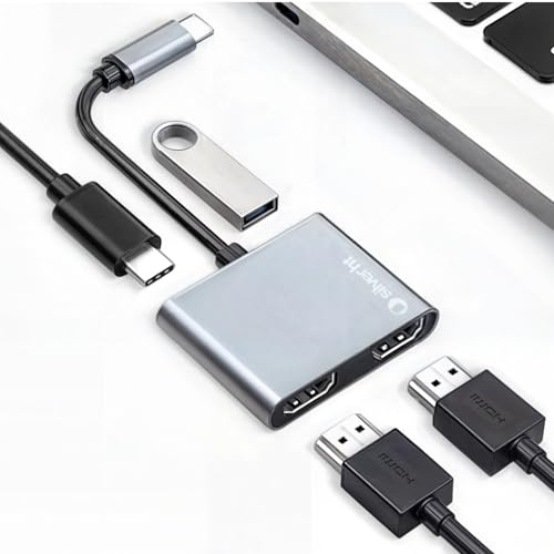SILVERHT - Logan 4K+ MST Dual Screen Experiencia HDMI 4K 2 Pantallas simultáneas HUB Aluminio 4 in1 USB3.1 Type C a 2 HDMI 4K + USB 3.0 + PD 100W