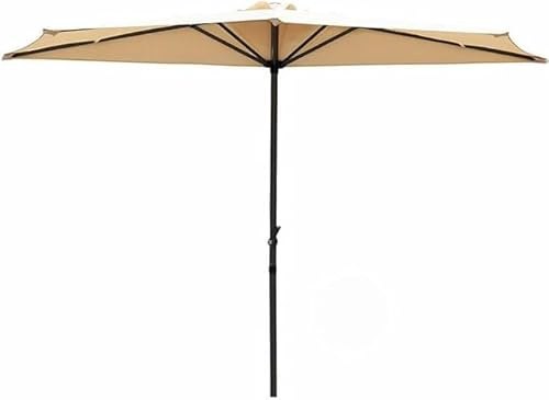 BAKAJI Ombrellone Mezzaluna a Parete da Giardino Grandezza 270 cm, Parasole a Muro da Esterno con Copertura Waterproof e 5 Ribs Stecche, Ideale per Bar, Ristorante, Patio, Balcone (Ecru)
