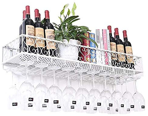 Scaffale per vino da parete, portabicchieri da vino a parete, portabottiglie vintage, portacalici, scaffale per riporre oggetti, mensola a muro (Brozen 60×25cm(24×10inch)) (White 120×25cm(47×10inch))