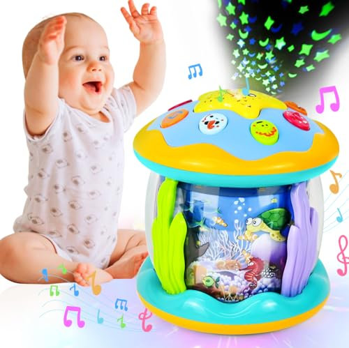 Ulikey Baby Spielzeug ab 1 Jahr Mädchen Junge, Drehender Projektor Babyspielzeug mit Musik/Licht ab 12-18 Monate Interaktives Baby Geschenk Kinderspielzeug Motorikspielzeug Musikspielzeug