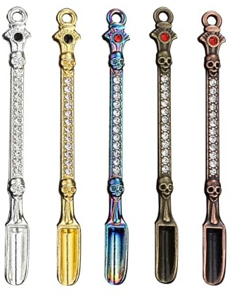 CANGCANG Lot de 5 cuillères à mesurer en métal, mini pelle en métal, cuillère à collier, petite cuillère à sel, cuillère à sel, vaisselle à transporter pour remplir le sel et les épices