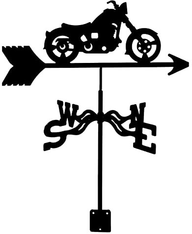 Schwarze Wetterfahne in Motorradform, Wetterfahne für die Dachmontage, Wetterfahne aus Garteneisen, Retro-Windrichtungsanzeiger für den Rasen im Freien, Garten, Windmühle, Gartenkuppel-Dekoration